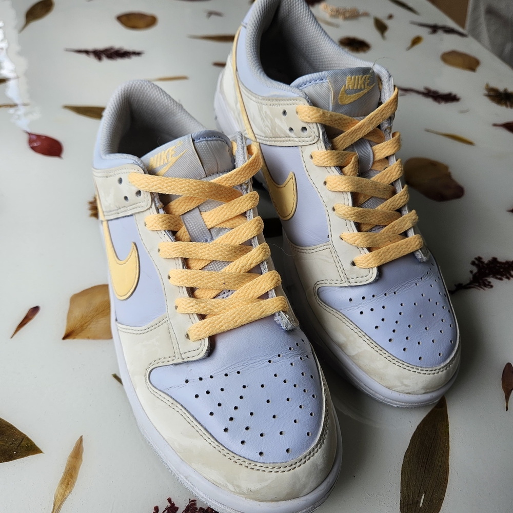 Nike Dunk Low-Top Sneakers Ivory Mellow Tint White and Yellow